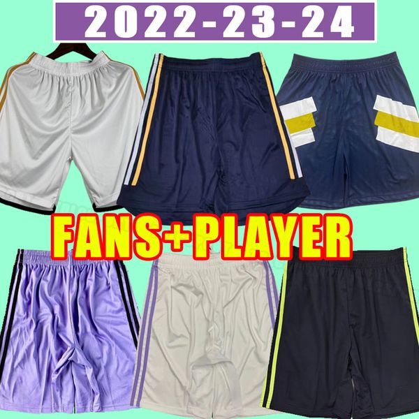 

2023 24 real madrids benzema soccer shorts vini jr modric camavinga 23 24 tchouameni asensio kroos rudiger fan version football pants home a, Black;yellow