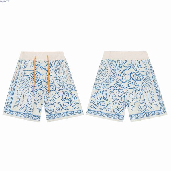 

f3jf men's shorts rhude cashew jacquard knitted wool casual shorts for men women's american high street capris, White;black