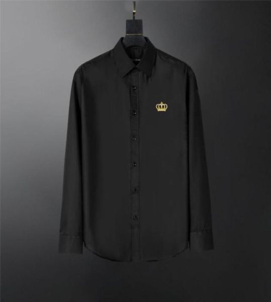 

mens dress designer casual slim fit long sleeve business shirt male dot print autumn formal cotton men brand823551464, White;black