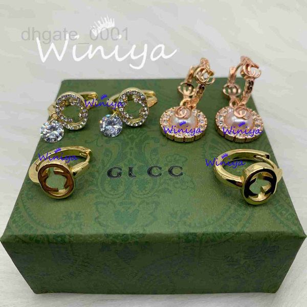 

charm designer g earrings new letter studded pearl tassel earrings, female temperament, versatile cool style earrings 3aeb, Golden