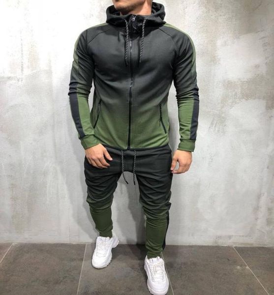 

men039s tracksuit 3d gradient print zipper causal sports muscle brothers men sportwear 2pcs clothing sets4389993, Gray