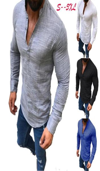 

fashion mens shirts long sleeve single breasted autumn polos shirts button down casual solid tee plus size clothing 5xl whole3932364, White;black
