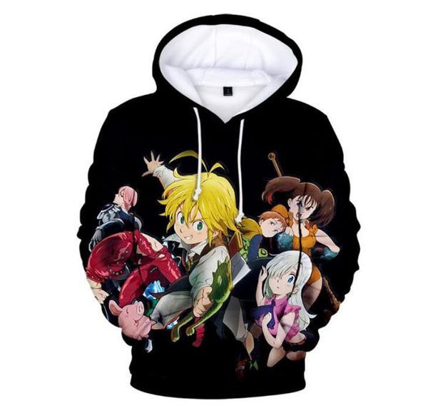 

the seven deadly sins meliodas 3d funny hoodie sweatshirt womenmen japan anime nanatsu no taizai cosplay pullover hooded jacket5764440, Black