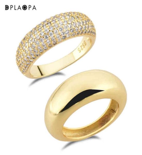 

dplaopa 925 sterling silver thin dome ring pave zircon cz 2022 women rock punk double jewelry for party6489595, Slivery;golden