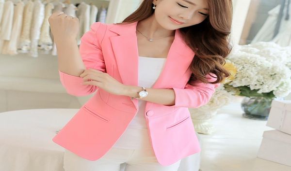 

new fashion small suit jacket women wild onebutton longsleeved wild candy color plus size suit women suit jacket s2xl7554078, White;black
