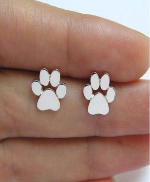 

wholepet cat dog lover paw print stud earrings puppy memorial minimalist earring cute animal footprint gold silver plated ear8863349, Golden;silver