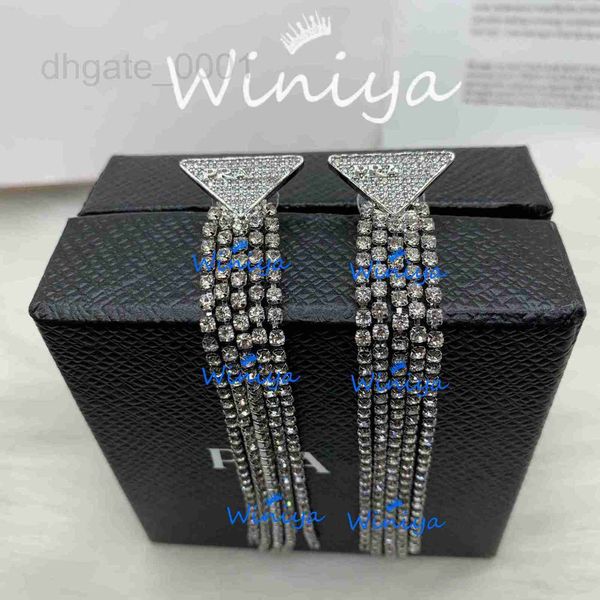 

stud designer earrings new inverted triangle diamond full sky star tassel temperament personalized trendy jt6u, Golden;silver