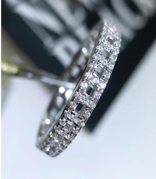

us size 610 new arrival ins sell luxury jewelry 925 sterling silver hollow pave white sapphire cz diamond women wedding band 4300040, Slivery;golden