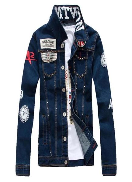 

ginzous men039s slim flag patch design rivet denim jacket casual dark blue dirt resistant and easy to wash fashion style67432853228372, Black;brown