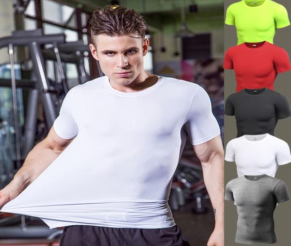

ebaihui compression men039s tight training tshirt elastic quickly dry fitness football clothing bodybuild male tshirt 43769161, White;black