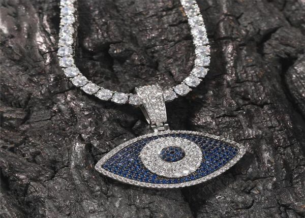 

iced out devil eye pendant necklace gold silver plated mens bling hip hop jewelry gift5918795