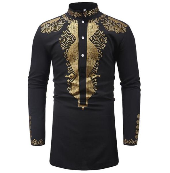 

whole mens hipster african print dashiki shirt new ethnic shirts men long sleeve stand collar shirts africa clothing camisa si22921280352, White;black