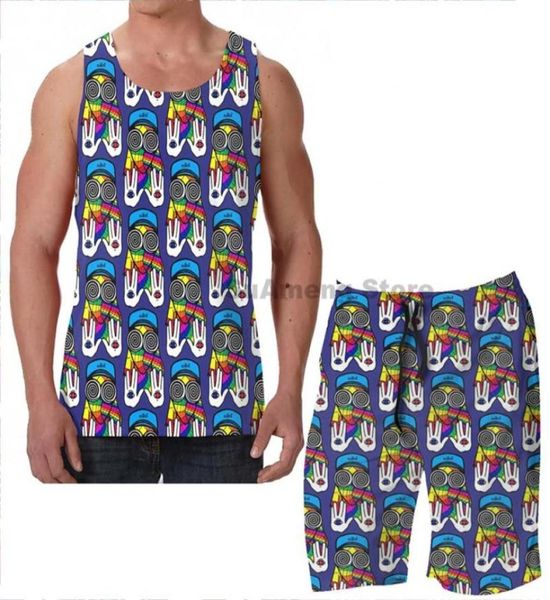

men039s tracksuits summer funny print men tank women magic rezz deep beach shorts sets fitness vest2743396, Gray