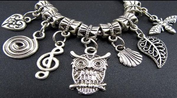 

140pcslot tibetan silver owl leaves bee dangle big hole beads fit european charm bracelet jewelry diy9486244, Black