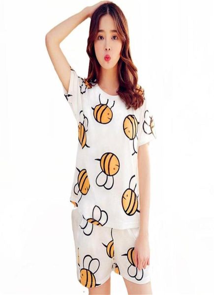 

summer autumn women pajamas sets short sleeve cotton thin pajamas home furnishing clothing cartoon print cute clothing232c2865559, Black;red