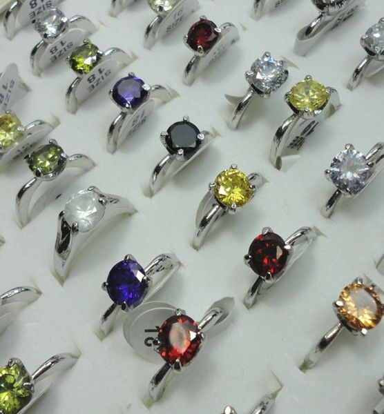 

fashion whole zircon crystal silver plated rings for women jewelry bulk lots lr421 2003785, Golden;silver