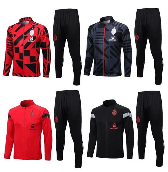 

2023 2024 men and kids ac tracksuit ibrahimovic soccer milano jacket survetement 22 23 24 maillot de foot milans football tracksuits trainin, Black