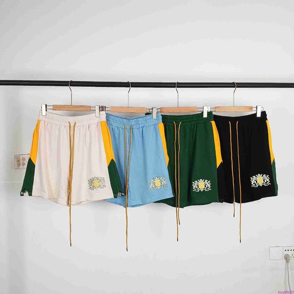 

43dx men's shorts 2023 american fashion brand rhude color blocking printed men's casual sports quick drying five point shorts, White;black