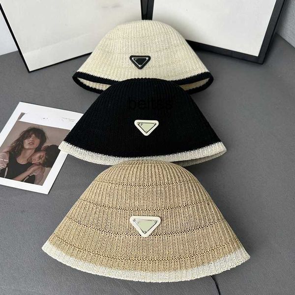 

designer ball caps women's inverted triangle colored ice silk bucket hat straw knitted fisherman hat summer sunshade sunscreen dome sun, Blue;gray