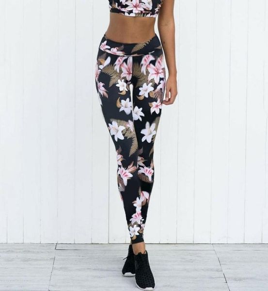 

hirigin floral yoga pants women high waist stitching hoow sport trousers female running training fitness gym leggings y2005291301868, Black