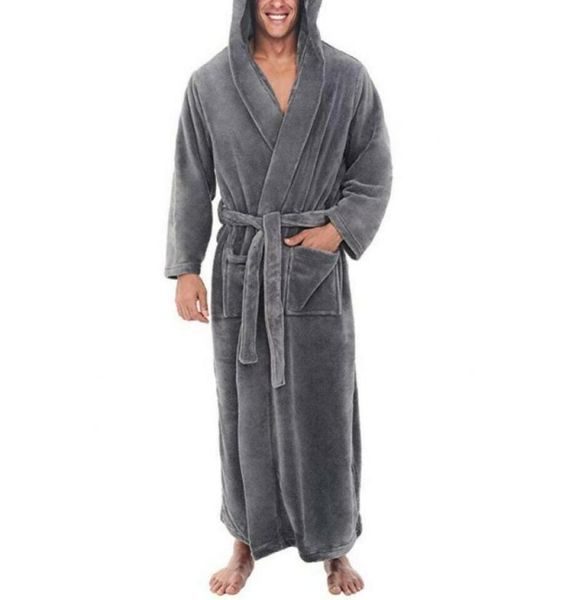 

men039s sleepwear i jewelry s5xl men soft coral fleece solid color pockets long bath robe home gown3707817, Black;brown