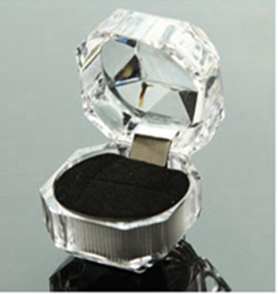 

epack 100pcs 3colors rings box jewelry clear acrylic jewellery boxes wedding gift box ring stud dust plug box3792845, Black;white