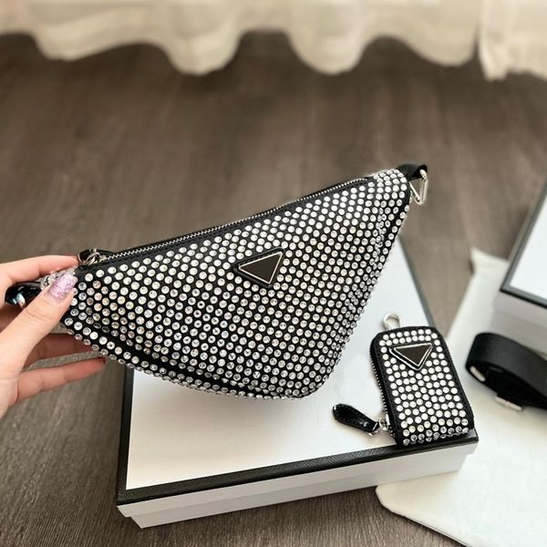 

2-piece triangle shoulder bags glittering diamond bead designer bag crossbody bag mini wallet small size 2023 5a quality