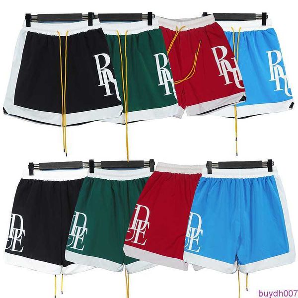 

xi23 men's shorts rhude22ss new colored summer border casual, White;black