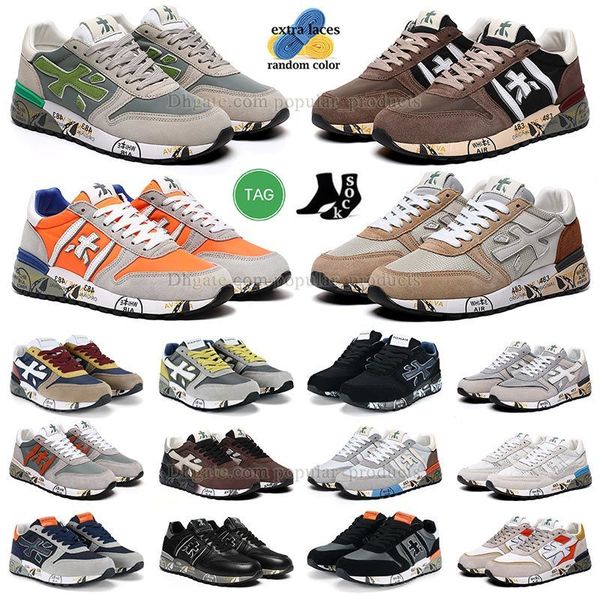 

wholesale premiata steven running shoes black white orange blue new italy brand genuine layer leather cowskin mick lander premiatas sneakers