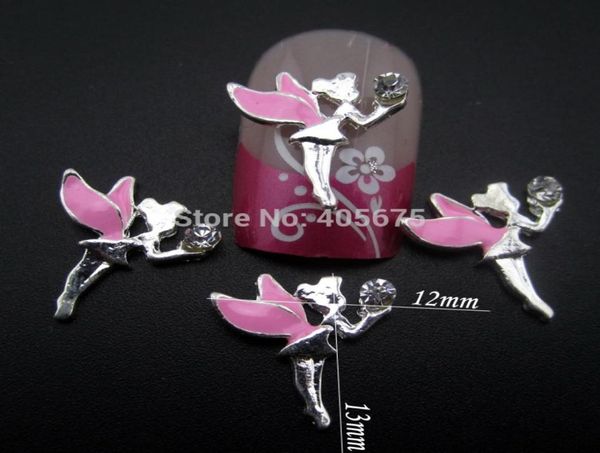 

whole 10pcs 3d alloy fairy design glitter for nail decoration sticker on nails jewelry yns0816187257, Silver;gold