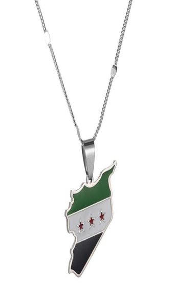 

pendant necklaces stainless steel trendy syria map flag syrians women jewelry1170106, Silver