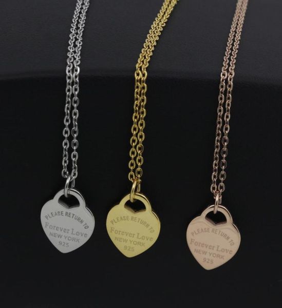 

3 colors fashion luxury designer love necklace women paragraph clavicle gold peach heart pendant necklaces fine jewelry4953928, Silver