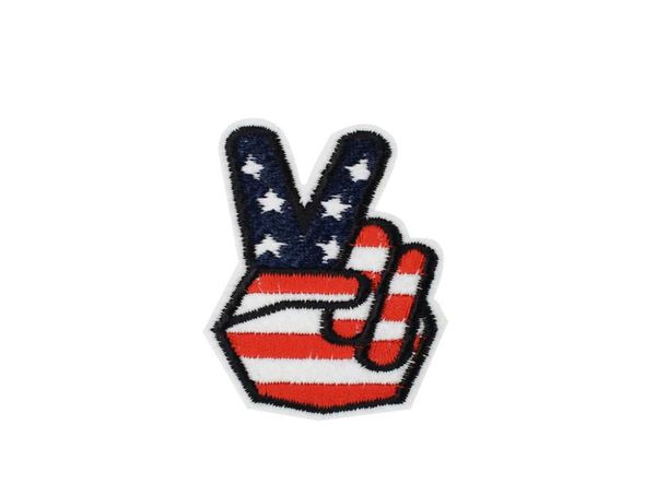 

10 pcs flag finger patches for clothing bags iron on transfer applique patch for jacket jeans diy sew on embroidery badge1172559, Black