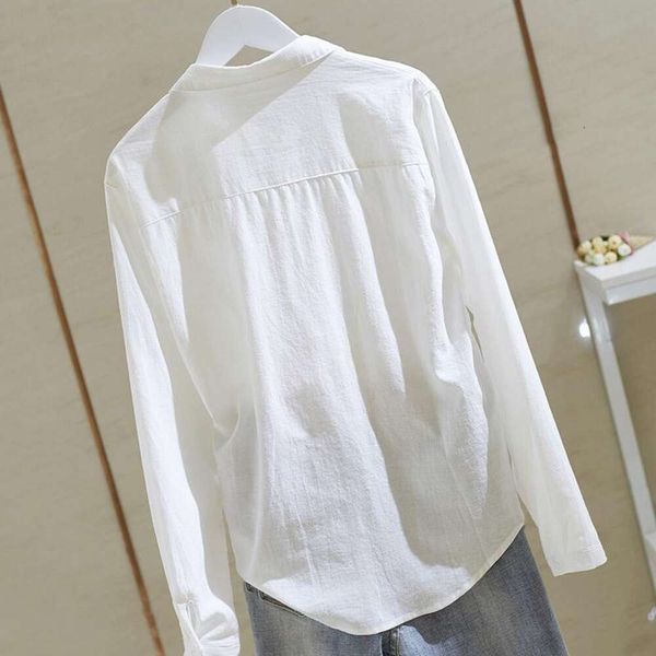 

cotton and linen white shirt for women spring autumn style loose korean long sleeved harajuku niche