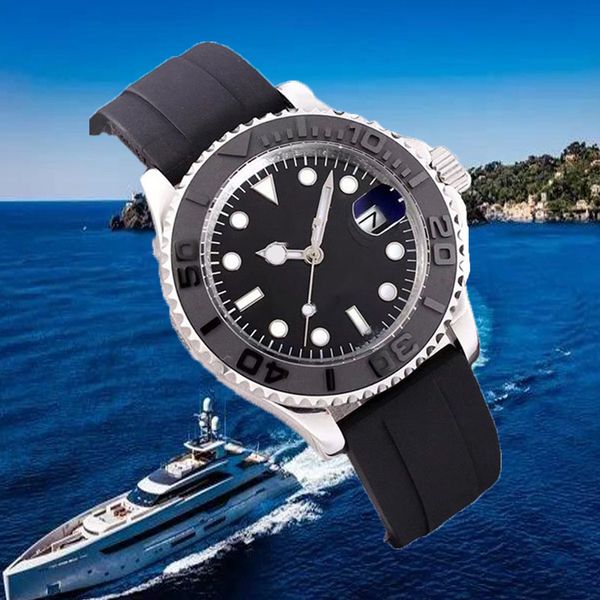 

mens watchs watches yacht automatic machinery 41mm size rolej wriswatch super leather stainless steel sapphire with box montre de luxe 2813, Slivery;brown