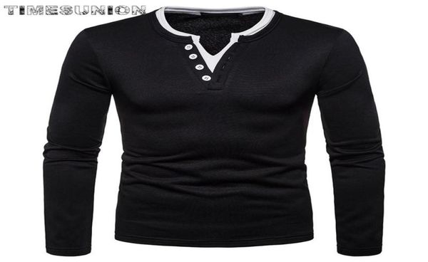 

mens fashion 2020 collar mens t shirts long sleeves solid color cotton tshirt homme1901699, White;black