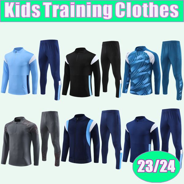 

23/24 grealish training wear kids kit soccer jersey foden haaland de bruyne mahrez bernardo phillips ruben jacket football shirts uniforms, Black