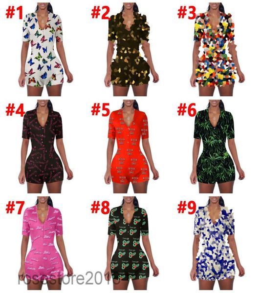 

2021 new women jumpsuit designer vneck women039s casual loose cartoon lettering printing home onesies fashion short sleeve sho6037039, Black;white