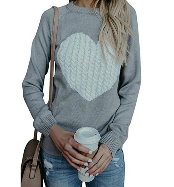 

winter women sweater heart printed sweaters oneck long sleeve casual pullover autumn knitted sweater female plus size gv6478203168, White;black