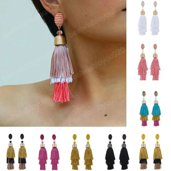 

boho vintage fashion trends trendy woman earrings for women long tassel earring bohemian handmade statement fringe drop earrings, Silver