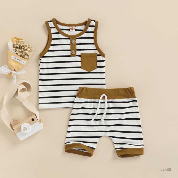 

clothing sets lioraitiin 0-24m newborn infant baby boy girl 2pcs summer clothing set sleeveless striped vest shorts casual outfit r230814, White