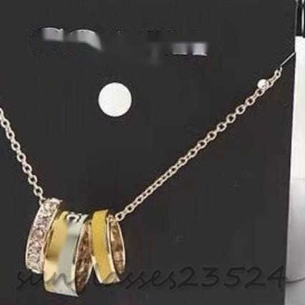 

coa-8 black gold three-ring three-piece necklace c does not fade light luxury striped necklace, Silver