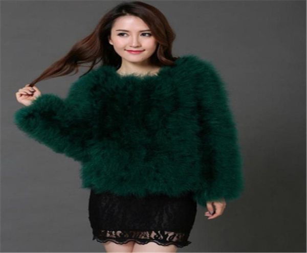 

autumn winter new women039s fashion ostrich fur grass coat turkey feather coat short paragraph 8962880946, Black