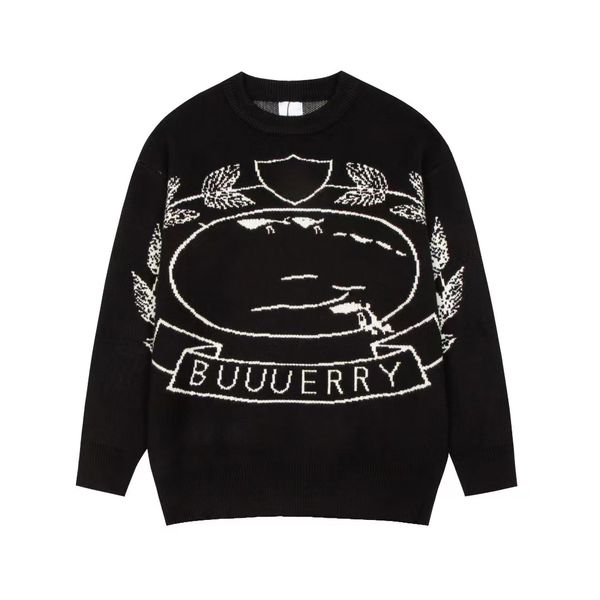 

paris designer men's sweater thickened loose ins heavy industry war horse knight women's wheat ear round neck sweater men's a, White;black