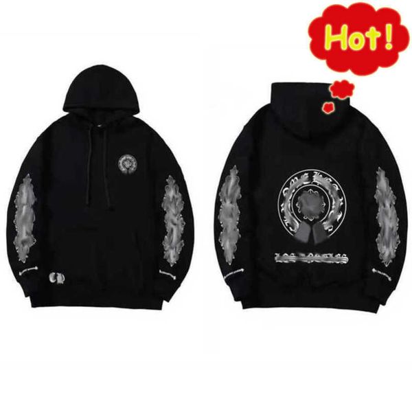 

classics luxury mens jackets hoodies brand sweatshirts designers zipper hooded sweater men women casual pullover sanskrit horseshoe hoodie c, Black;brown