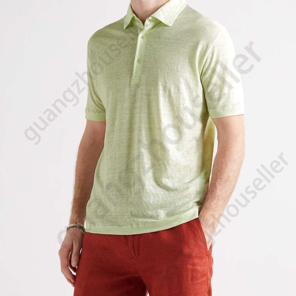 

men polo shirt italian design summer loro piana linen polos shirt short sleeve tshirt fashion men clothes, White;black
