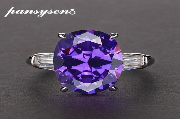 

pansysen fine anniversary amethyst ring 925 sterling silver oval ruby emerald finger rings for women fashion jewelry accessories 31654173, Golden;silver