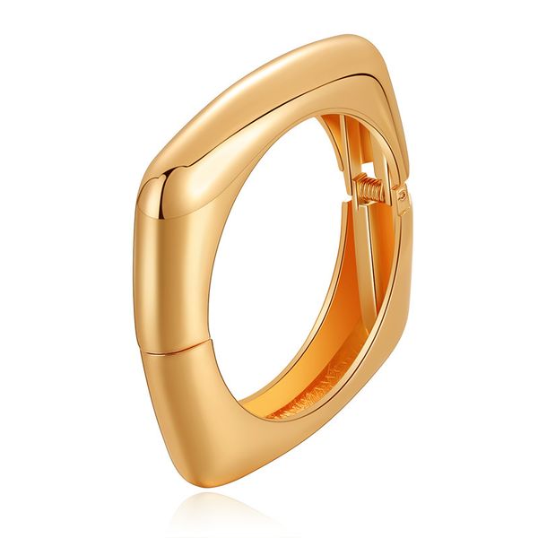 

18k gold sliver plated classic ins style new simple and versatile bracelet square metal heavy industry bracelet spring opening design cool g, Black