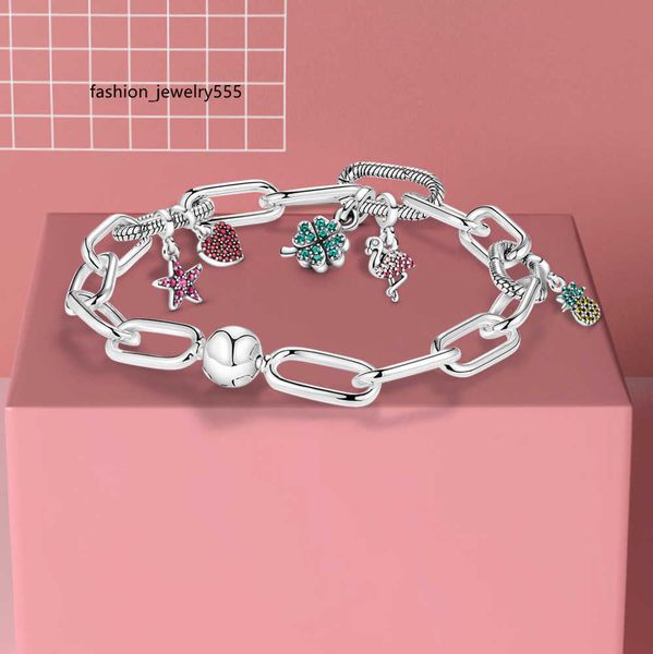 

charm bracelets 2021 925 sterling silver me slender link bracelet fit pandora charm beads diy jewelry gift with original box, Golden;silver