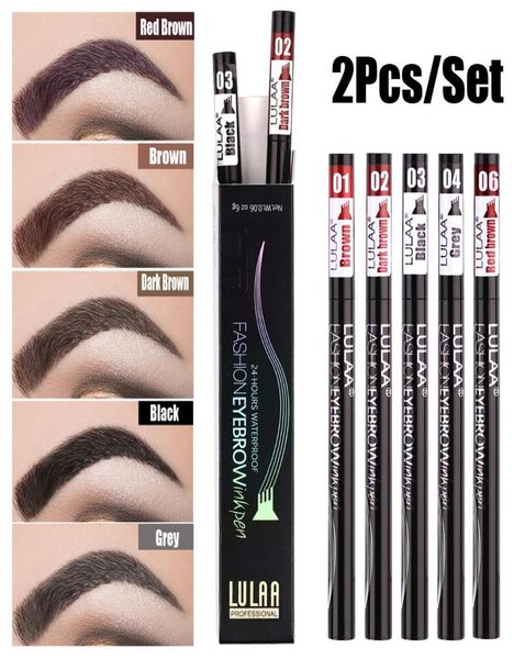 

lulaa 2pcsset natural microblading pencils eyebrow tattoo pen 4 fork tips fine sketch waterproof liquid eyebrow pencil fourclaw 6320355
